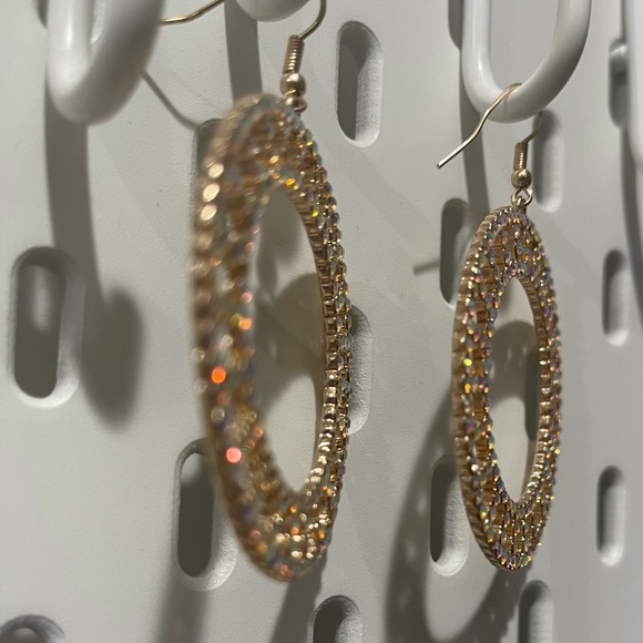 NEW, Anthropologie, Shiny, Geometric Design Dangle, Hoop Earrings - Picture 9 of 12